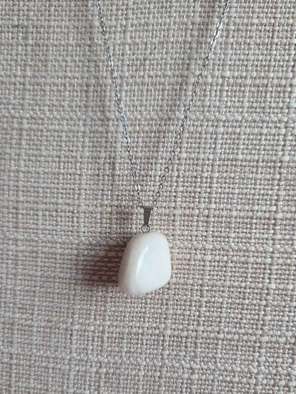 White Milky Quartz Stone Pendant Necklace  Jewelry